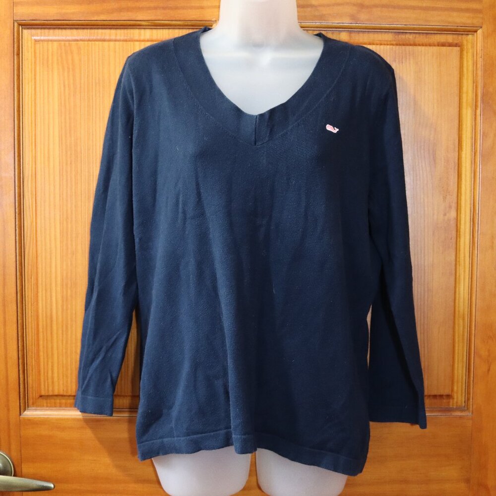 Vineyard Vines Navy Blue V-Neck Pullover Sweater LG